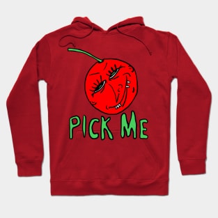 “Pick Me” Cartoon Anthropomorphic Cherry by Kenneth Joyner Hoodie